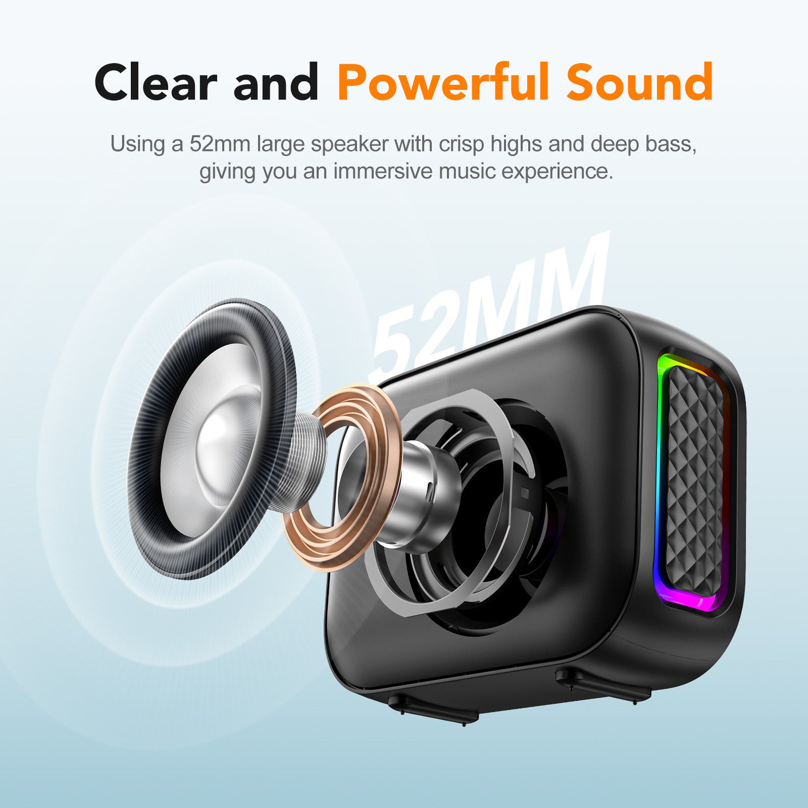 DBsono Portable Bluetooth Speaker Waterproof Gift: Birthday Christmas White Elephant Gifts Stocking Stuffers for Adults Teens Women Men, IPX5 HD Sound Up to 24H Playtime, Cool Tech for Boys Girls-Black