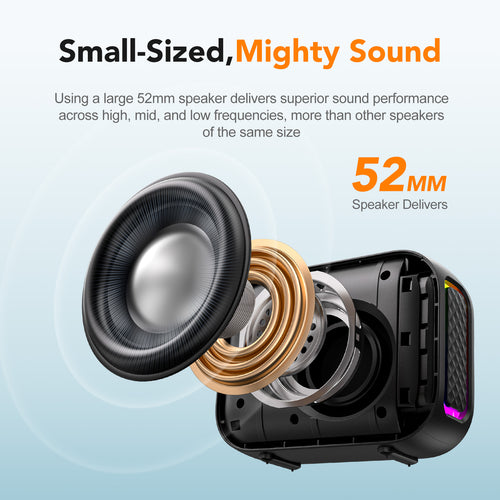 Portable Bluetooth Speaker Waterproof Gift: IPX5 HD Sound Up to 24H Playtime, TWS Pairing, Wireless Speakers with Lights, Travel Beach Essentials Birthday Gifts for Men Women Boys Girls-Black