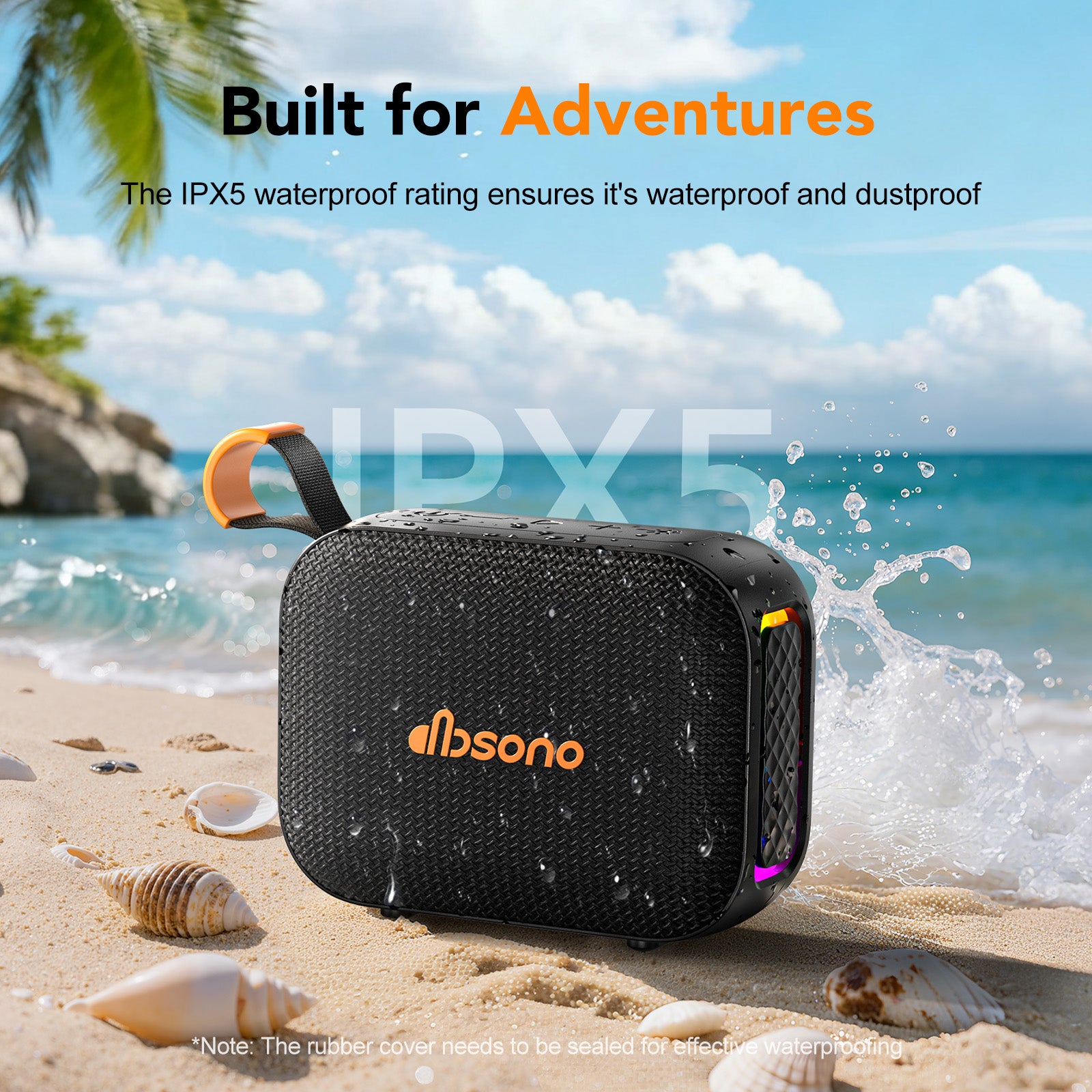 DBsono Portable Bluetooth Speaker Waterproof Gift: Birthday Christmas White Elephant Gifts Stocking Stuffers for Adults Teens Women Men, IPX5 HD Sound Up to 24H Playtime, Cool Tech for Boys Girls-Black