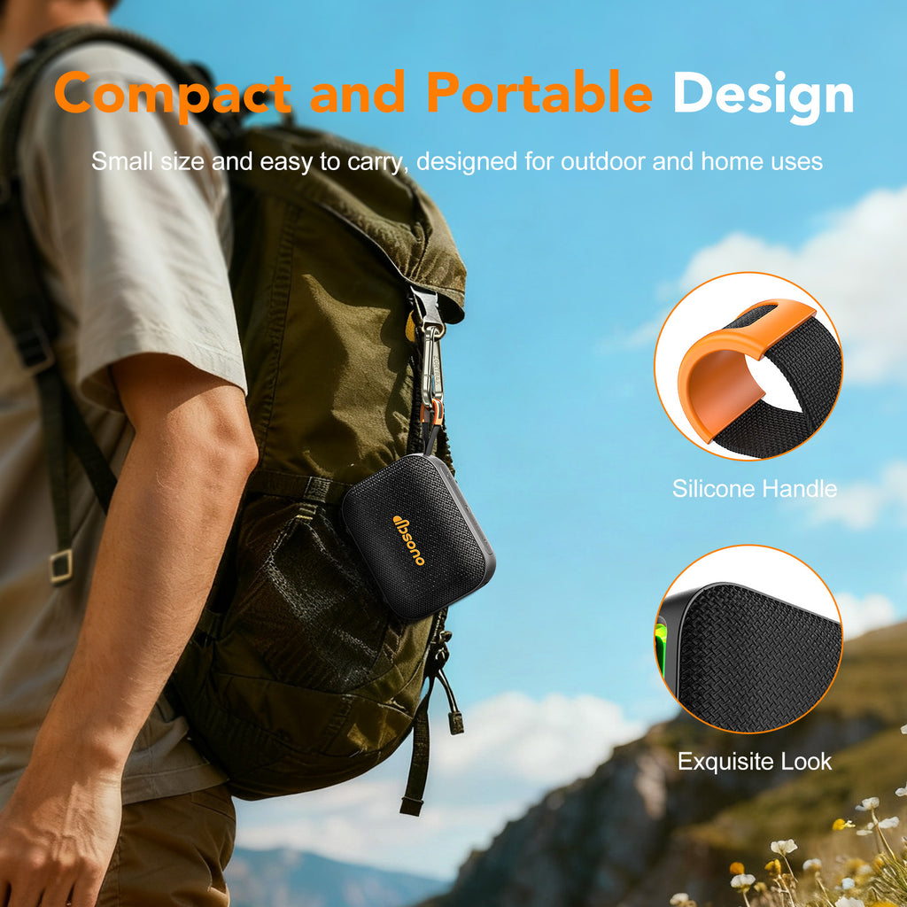 DBsono Portable Bluetooth Speaker Waterproof Gift: Birthday Christmas White Elephant Gifts Stocking Stuffers for Adults Teens Women Men, IPX5 HD Sound Up to 24H Playtime, Cool Tech for Boys Girls-Black