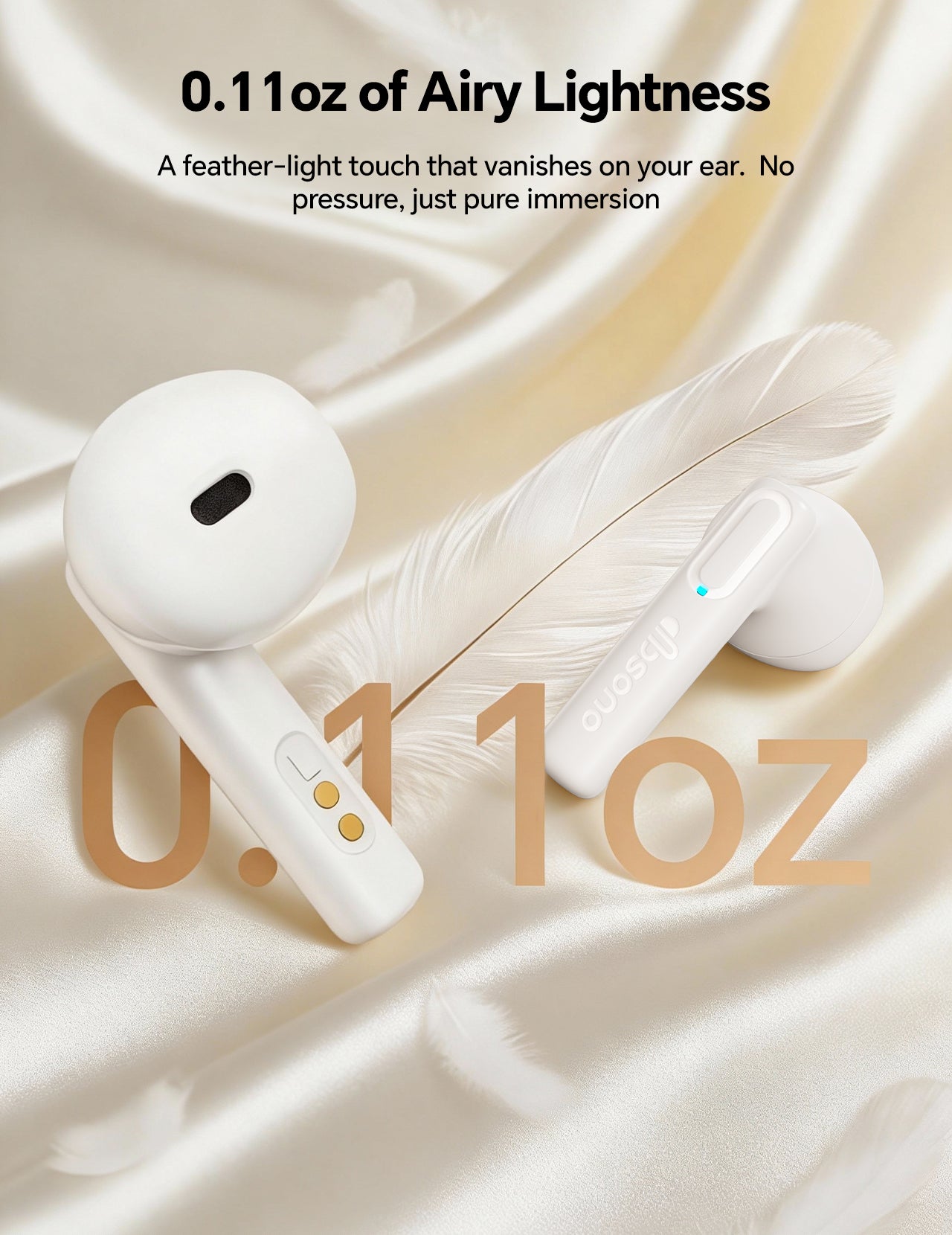 True Wireless Earbuds Bluetooth Headphones: Ultra-Lightweight Bluetooth Earbuds for All-Day Comfort, Waterproof TWS Ear Buds with Mic, 25H Playtime, Earphones for iOS/Android, Work, Commute, Study