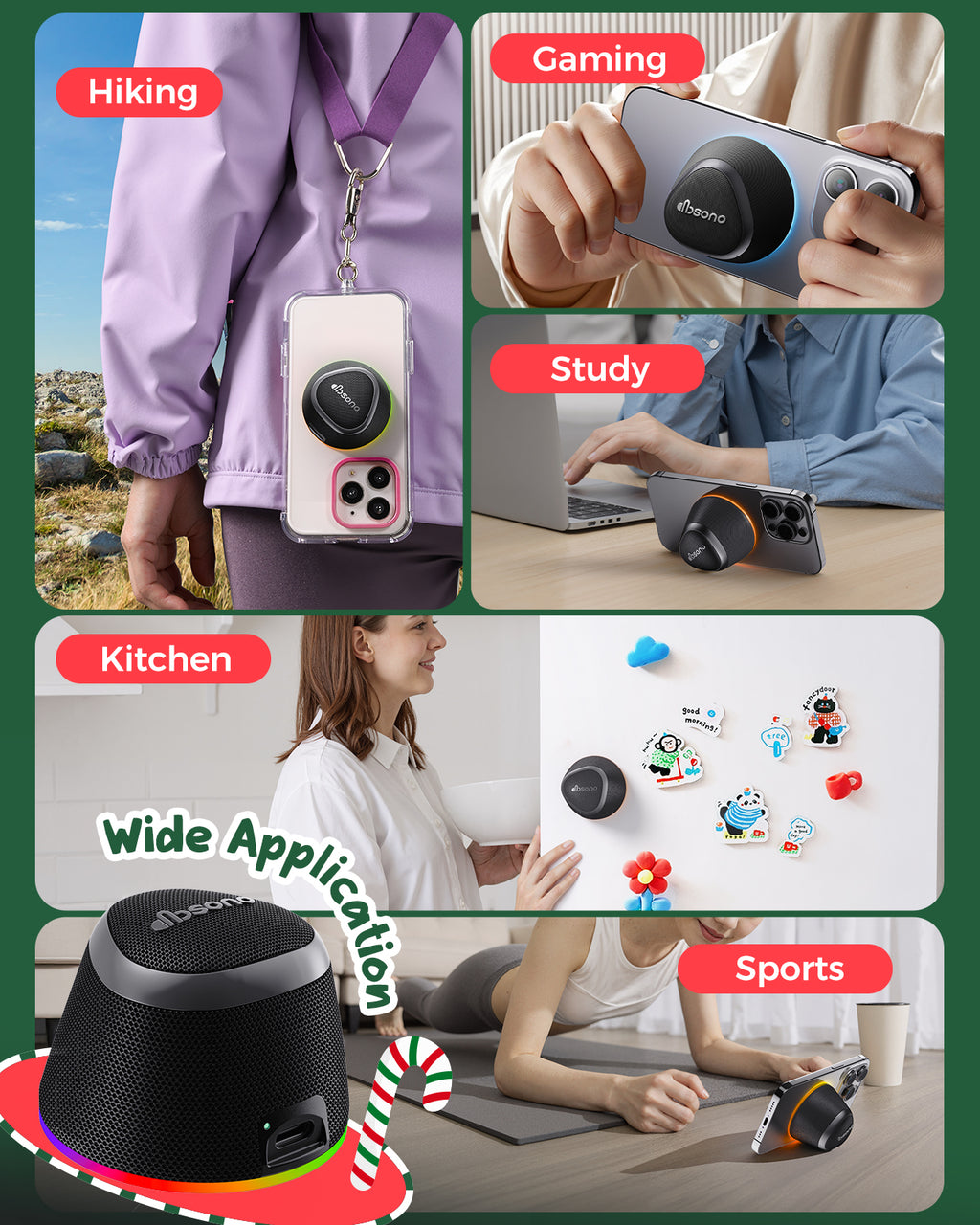 DBsono Stocking Stuffers for Men Women Teens: White Elephant Gifts for Adults HD Sound Bluetooth Speaker with Phone Stand, Cool Gadgets, Christmas Birthday Anniversay Gifts Ideas Girl Trendy Stuff-Black