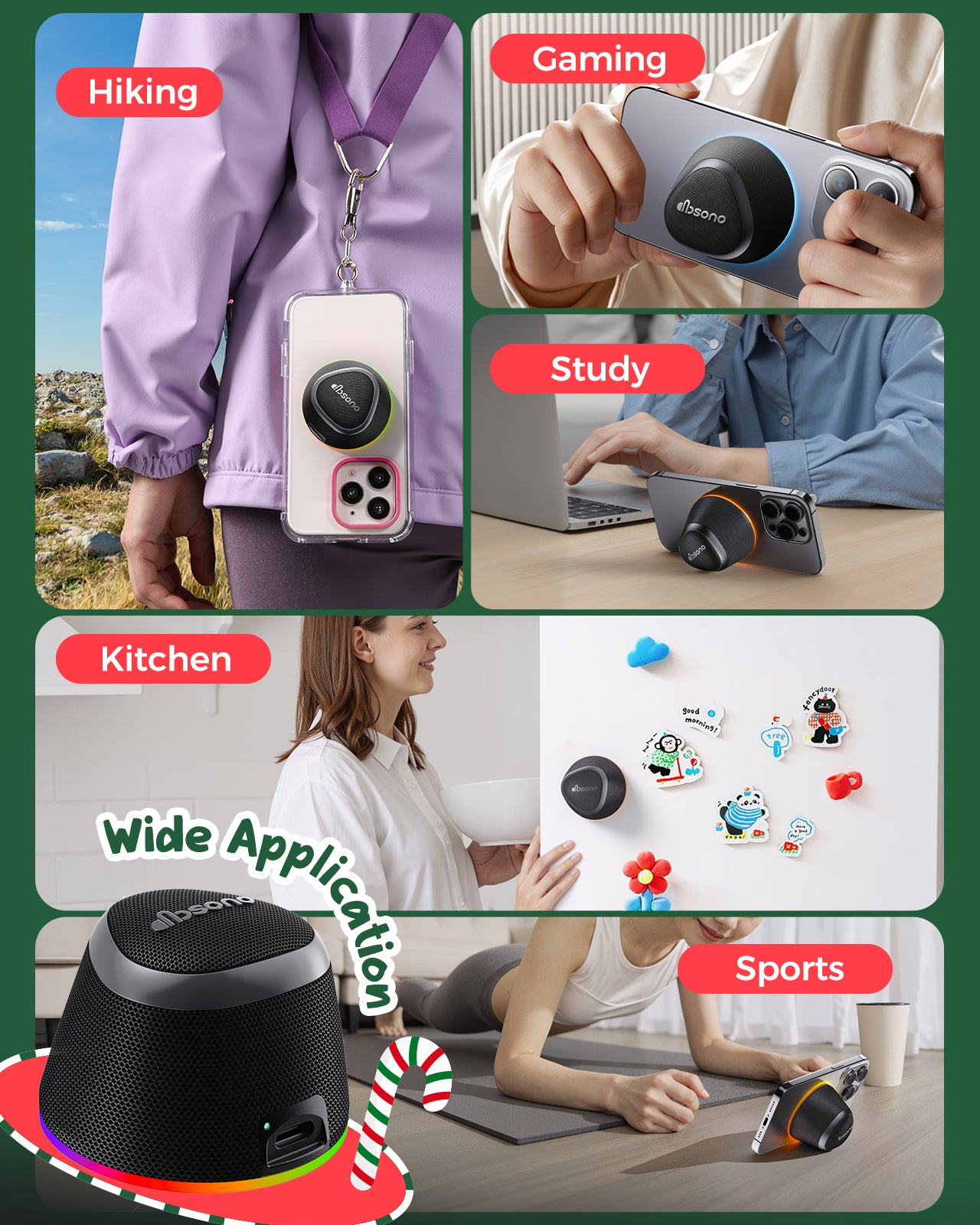 DBsono Stocking Stuffers for Men Women Teens: White Elephant Gifts for Adults HD Sound Bluetooth Speaker with Phone Stand, Cool Gadgets, Christmas Birthday Anniversay Gifts Ideas Girl Trendy Stuff-Black