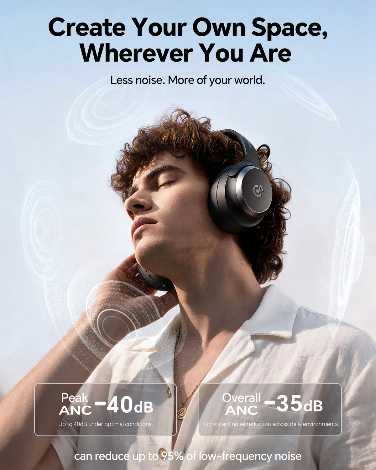 Hybrid Active Noise Cancelling Headphones:Wireless Bluetooth Over Ear Black Memory Foam Comfort,120H Playtime,Multipoint Connection,Transparency Mode,Clear Calls,Work Travel Commute & Focus