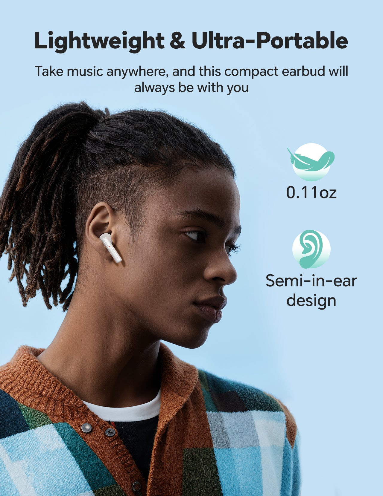 DBsono Wireless Earbuds Stocking Stuffers for Teens: Bluetooth Headphones Lightweight 25H Playtime Ear Buds with Mic, White Elephant Gifts for Adults Men Women, Waterproof Earphones for Android/iOS Phone