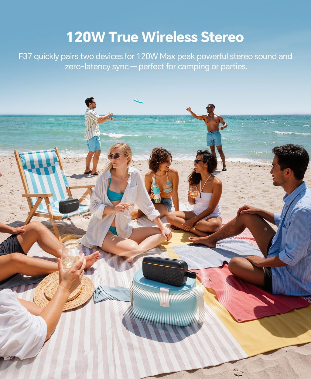 Portable Bluetooth Speaker, 60W Max SoundPulse 2.0 with BassBoost, Bluetooth 6.0 Wireless Speaker with TWS & Auracast, IPX5 Waterproof, Long Battery Life for Outdoor, Beach, Travel,Party & Home