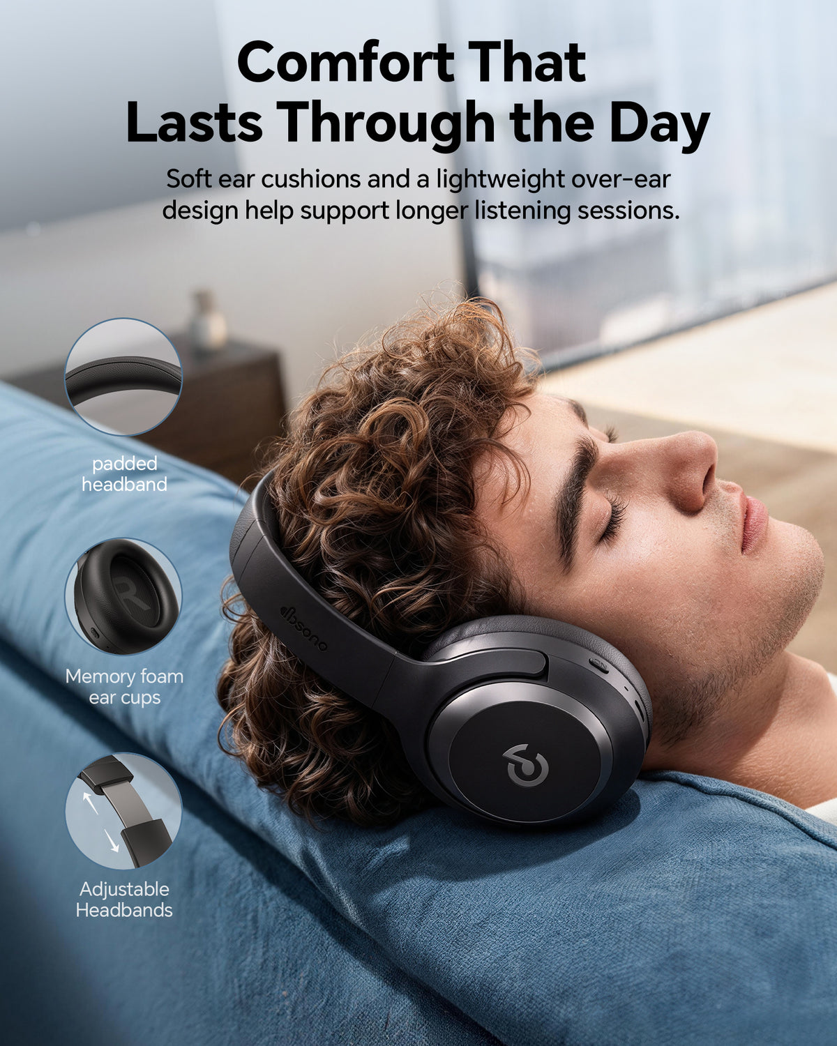 Hybrid Active Noise Cancelling Headphones:Wireless Bluetooth Over Ear Black Memory Foam Comfort,120H Playtime,Multipoint Connection,Transparency Mode,Clear Calls,Work Travel Commute & Focus
