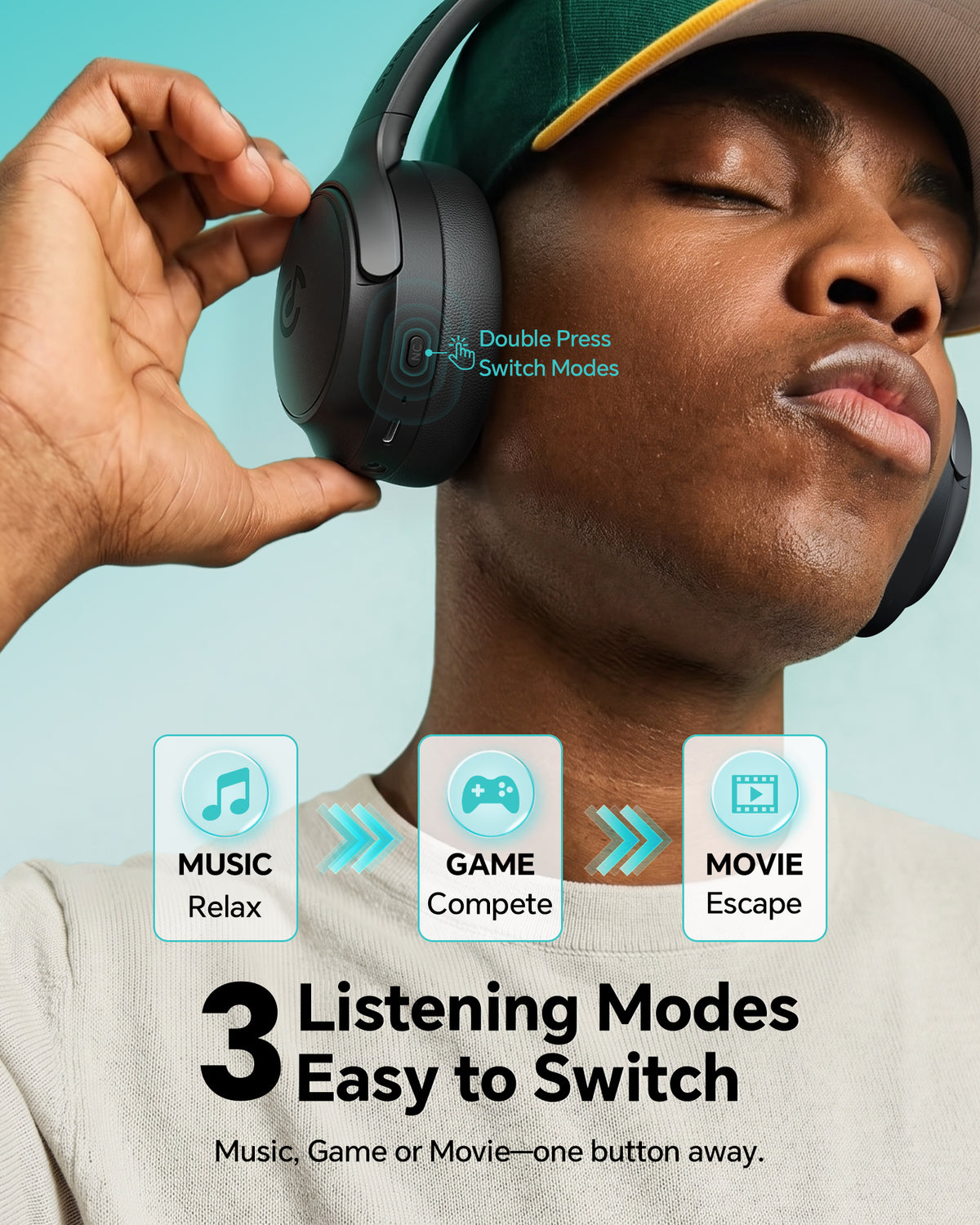 dbsono Hybrid Active Noise Cancelling Headphones:Over-Ear Headphone Black Lightweight Comfort,120H Playtime,Bluetooth,Multipoint Connection,Transparency Mode,Clear Calls,Work Travel Commute & Focus