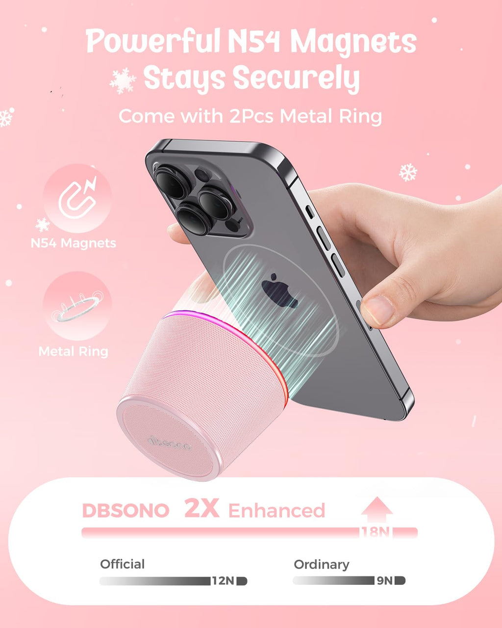 dbsono Small Portable Bluetooth Speaker - Teacher Appreciation & Graduation Gifts, 3-in-1 Magnetic Phone Stand Speaker with Color Changing Lights, Waterproof Cool Gadgets for Men Teen Boys
