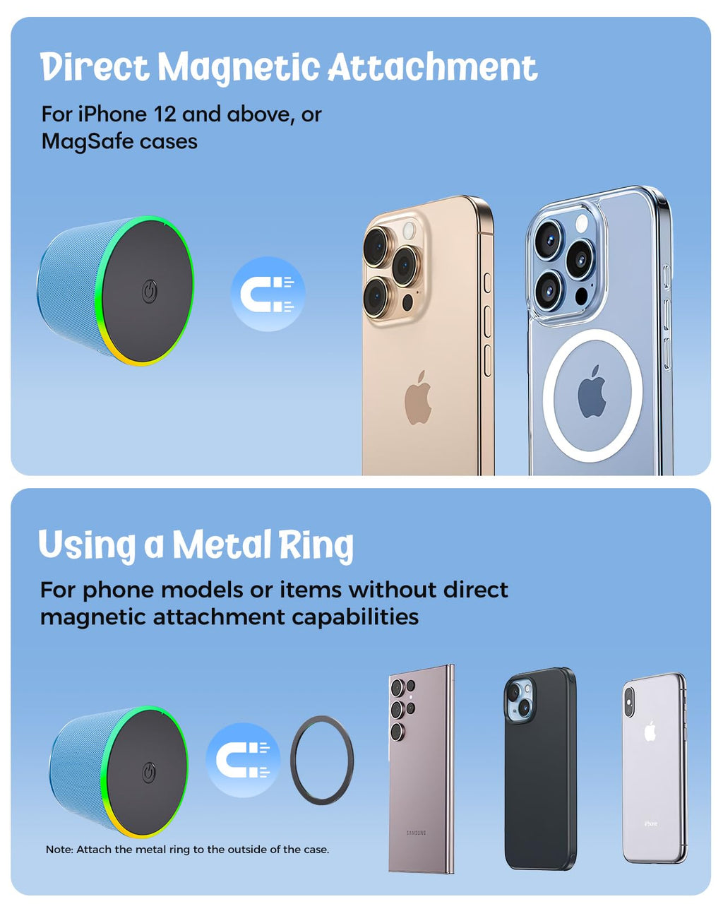 dbsono Small Portable Bluetooth Speaker - Teacher Appreciation & Graduation Gifts, 3-in-1 Magnetic Phone Stand Speaker with Color Changing Lights, Waterproof Cool Gadgets for Men Teen Boys