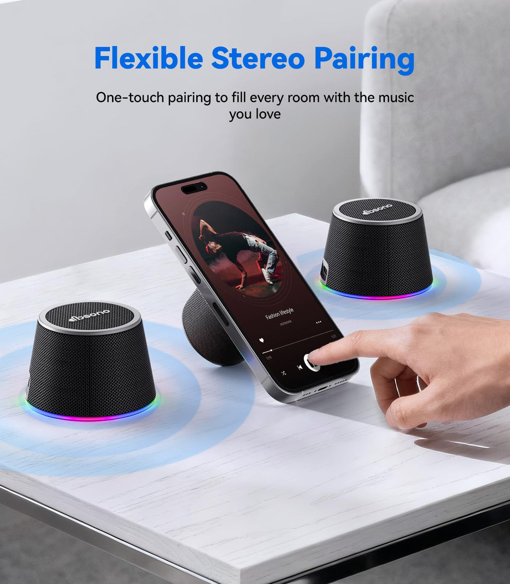 dbsono Small Portable Bluetooth Speaker - Teacher Appreciation & Graduation Gifts, 3-in-1 Magnetic Phone Stand Speaker with Color Changing Lights, Waterproof Cool Gadgets for Men Teen Boys