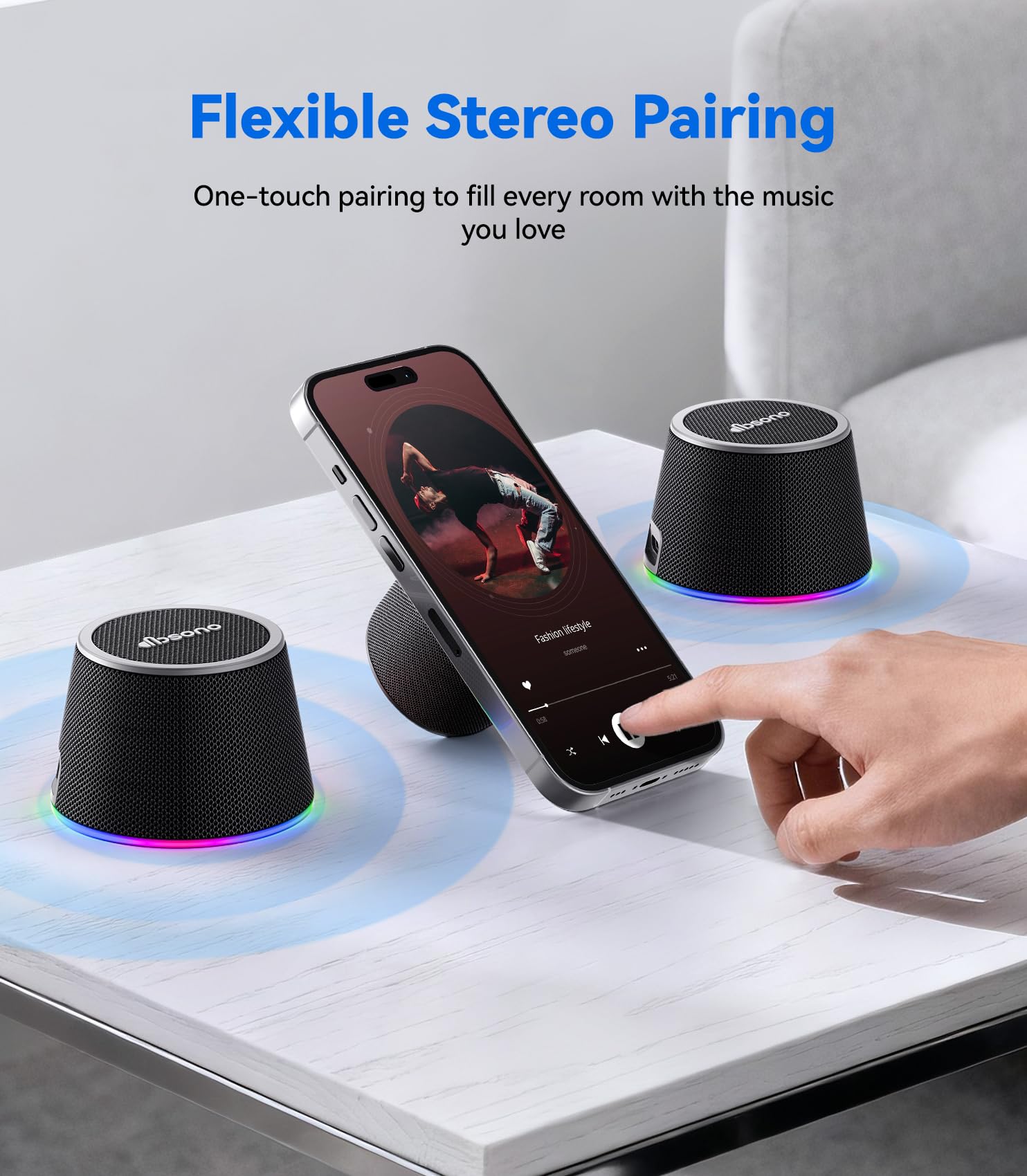 dbsono Small Portable Bluetooth Speaker - Teacher Appreciation & Graduation Gifts, 3-in-1 Magnetic Phone Stand Speaker with Color Changing Lights, Waterproof Cool Gadgets for Men Teen Boys