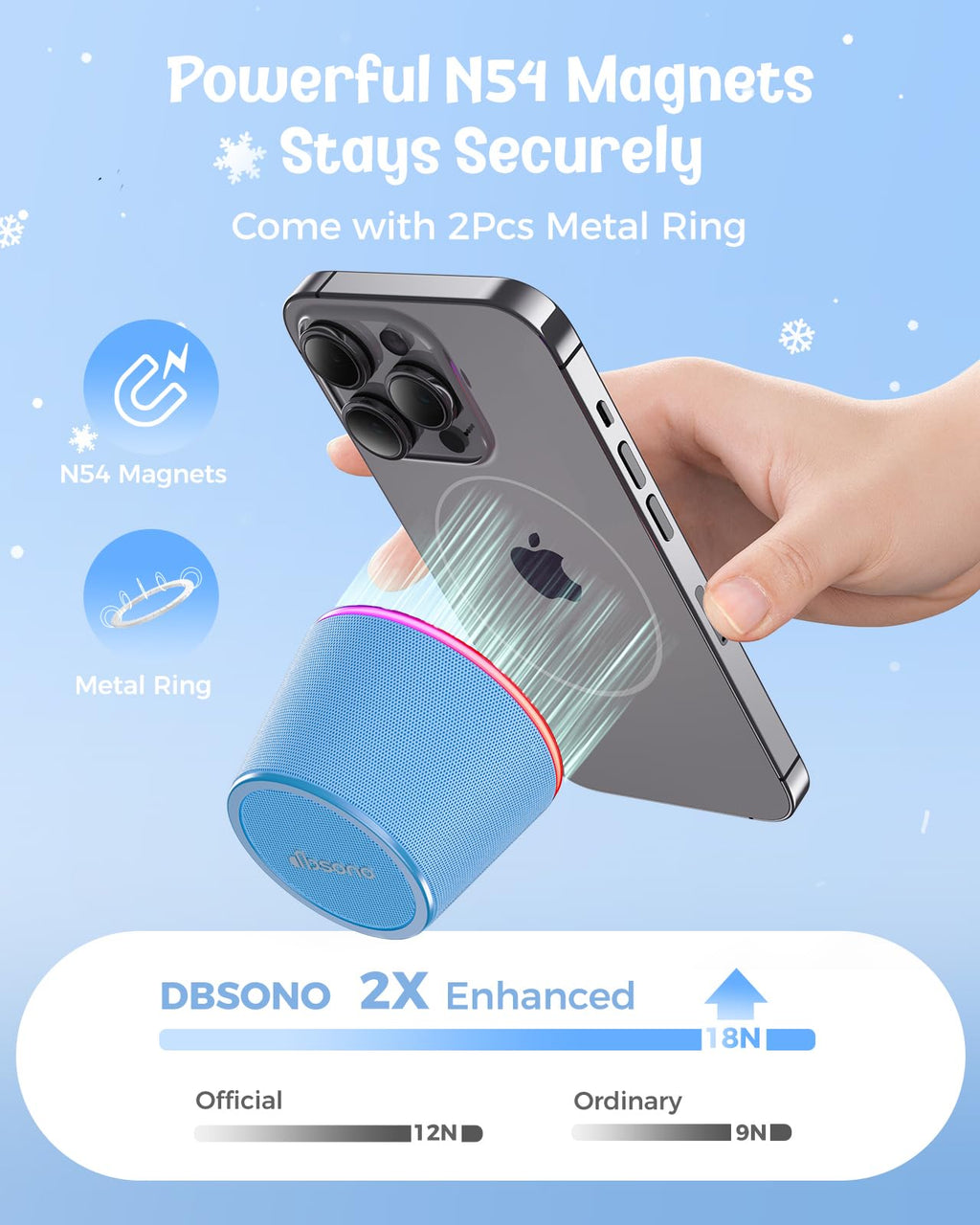 dbsono Small Portable Bluetooth Speaker - Teacher Appreciation & Graduation Gifts, 3-in-1 Magnetic Phone Stand Speaker with Color Changing Lights, Waterproof Cool Gadgets for Men Teen Boys