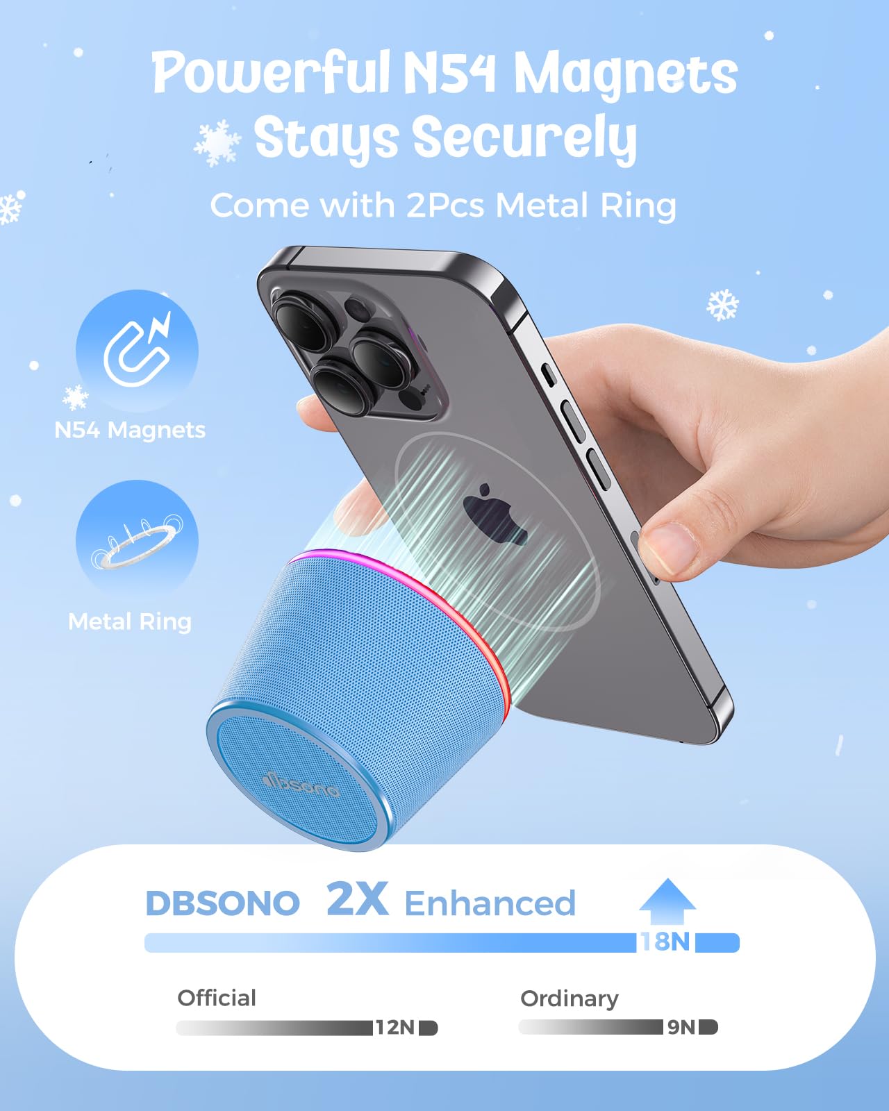 dbsono Small Portable Bluetooth Speaker - Teacher Appreciation & Graduation Gifts, 3-in-1 Magnetic Phone Stand Speaker with Color Changing Lights, Waterproof Cool Gadgets for Men Teen Boys