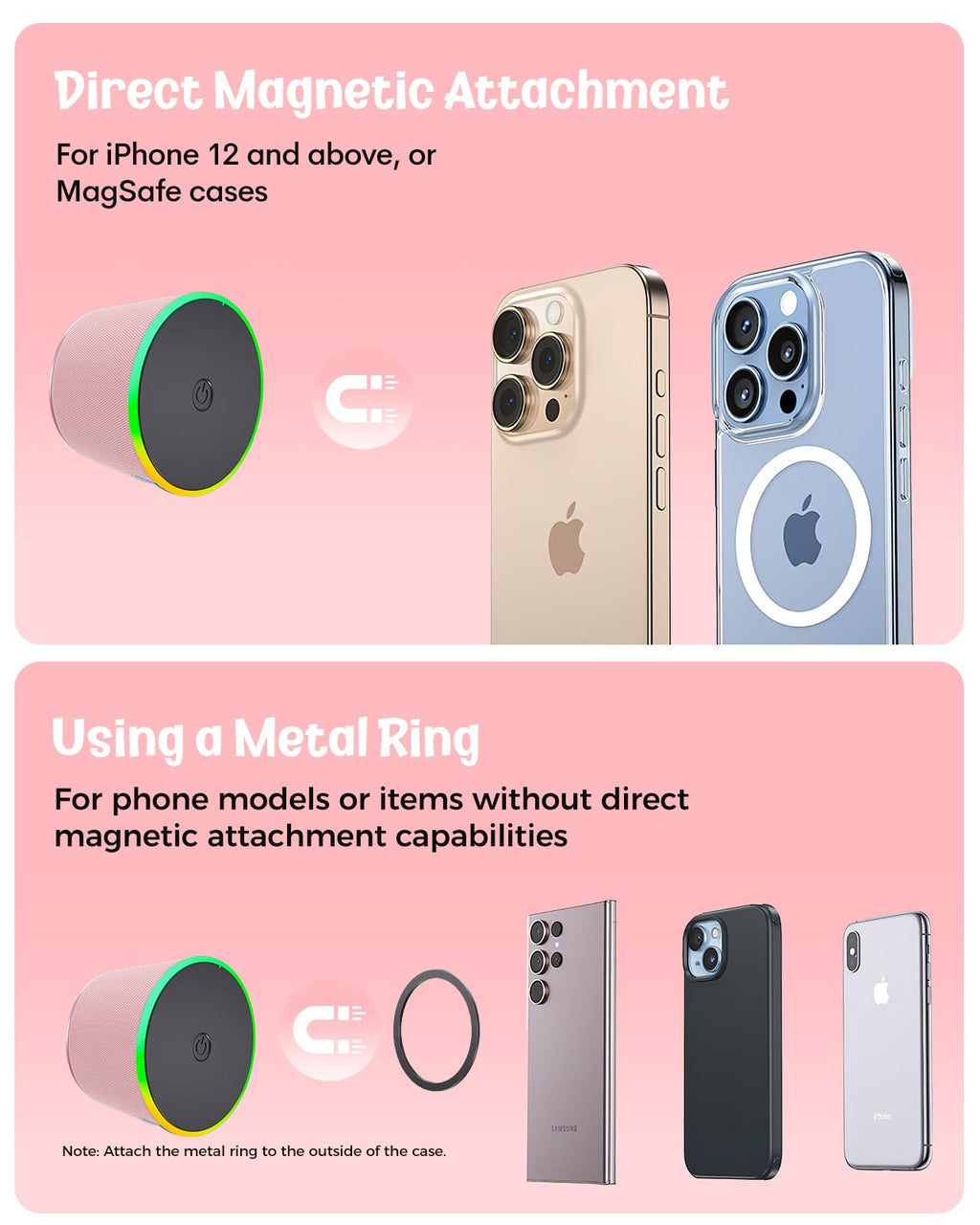 dbsono Small Portable Bluetooth Speaker - Teacher Appreciation & Graduation Gifts, 3-in-1 Magnetic Phone Stand Speaker with Color Changing Lights, Waterproof Cool Gadgets for Men Teen Boys