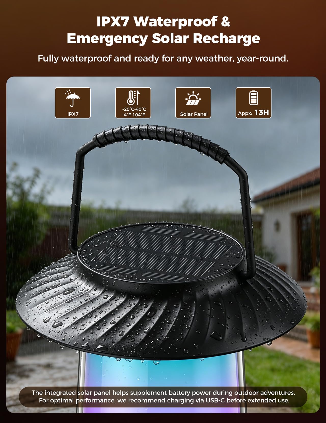 Outdoor Speakers Waterproof IPX7, 2-Pack Patio Lanterns with LED Lights, 30W Stereo Sound, Solar-Assisted Charging, 100-Speaker Wireless Multi-Sync, Bluetooth 5.4, Home Decor for Pool, Yard & Garden
