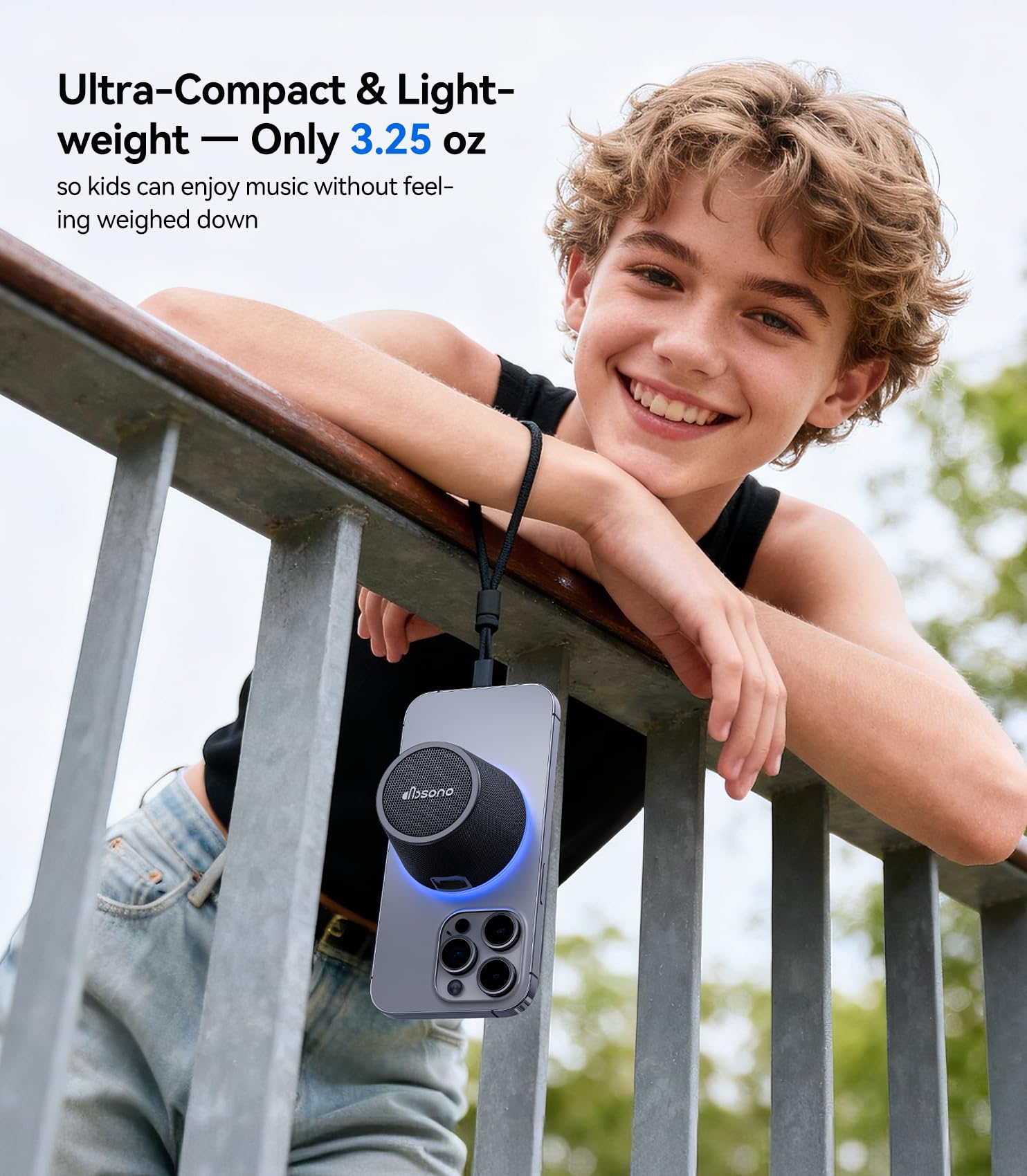 dbsono Small Portable Bluetooth Speaker - Teacher Appreciation & Graduation Gifts, 3-in-1 Magnetic Phone Stand Speaker with Color Changing Lights, Waterproof Cool Gadgets for Men Teen Boys