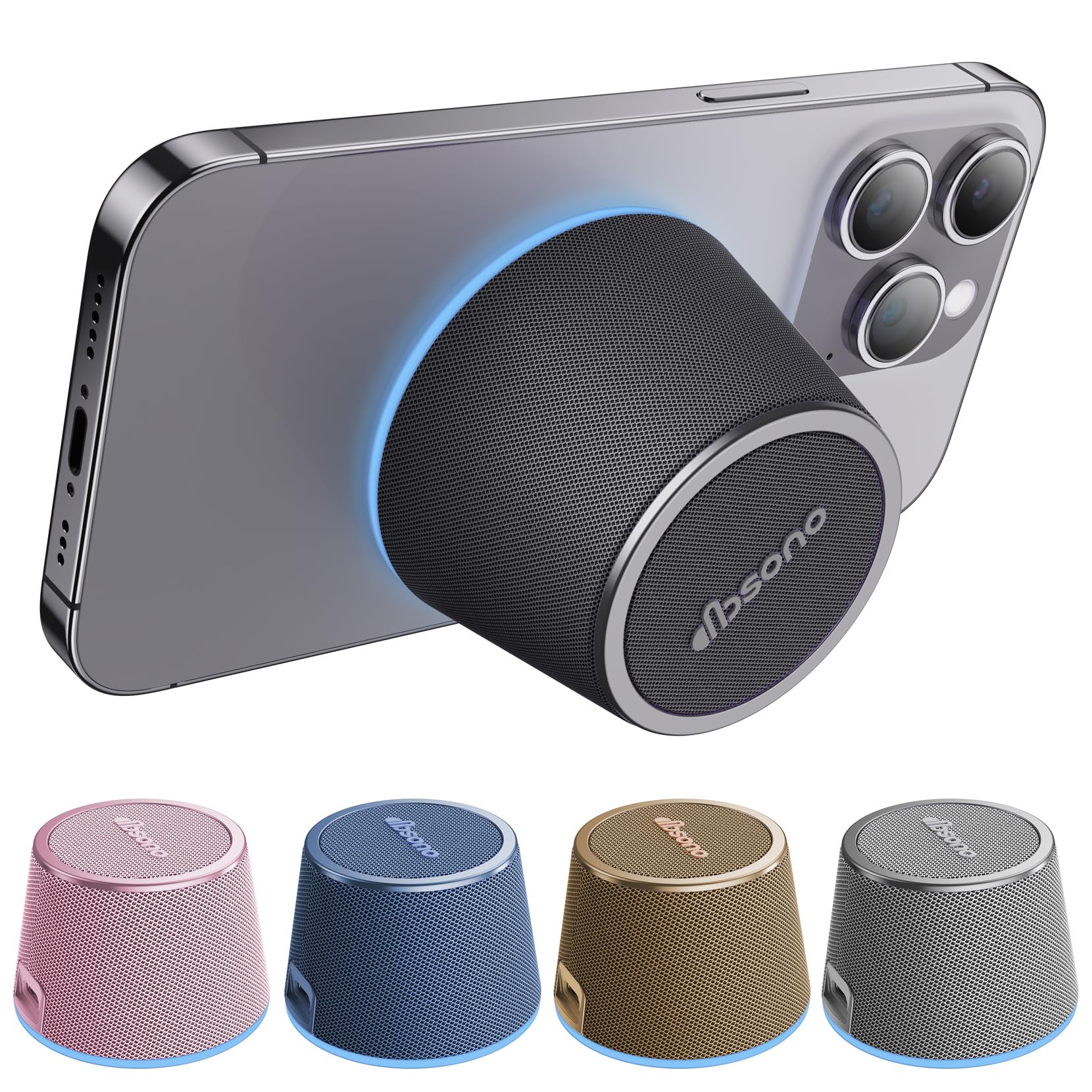 dbsono Small Portable Bluetooth Speaker - Teacher Appreciation & Graduation Gifts, 3-in-1 Magnetic Phone Stand Speaker with Color Changing Lights, Waterproof Cool Gadgets for Men Teen Boys