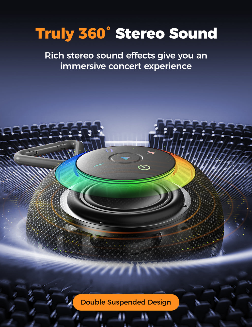 DBsono Stocking Stuffers for Men Teens Boys : Birthday Christmas White Elephant Gifts for Adults Women Girl Trendy Stuff, Shower Speaker Bluetooth Waterproof IPX7 Loud with Suction Cup, Cool Gadgets-Black