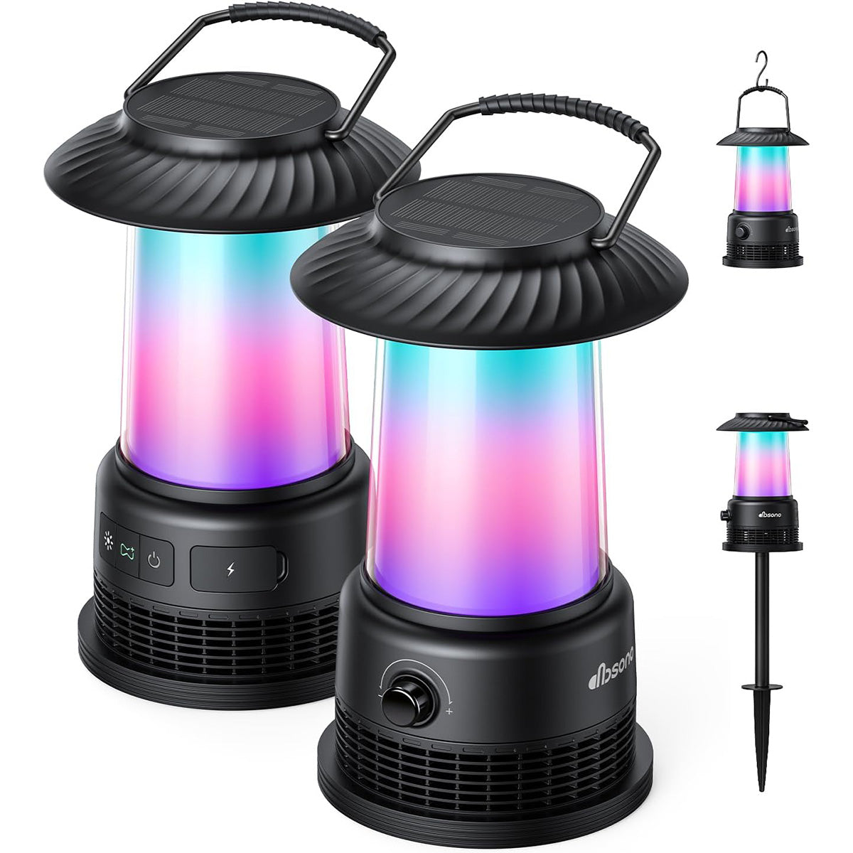 Outdoor Speakers House Warming Gifts New Home: 30W Dual Bluetooth Speakers with 360° LED Lights&Solar Charging|Multi-Sync up to 100 Speakers|IPX7 Waterproof|20H Playtime|Lanterns for Patio/Pool/Party