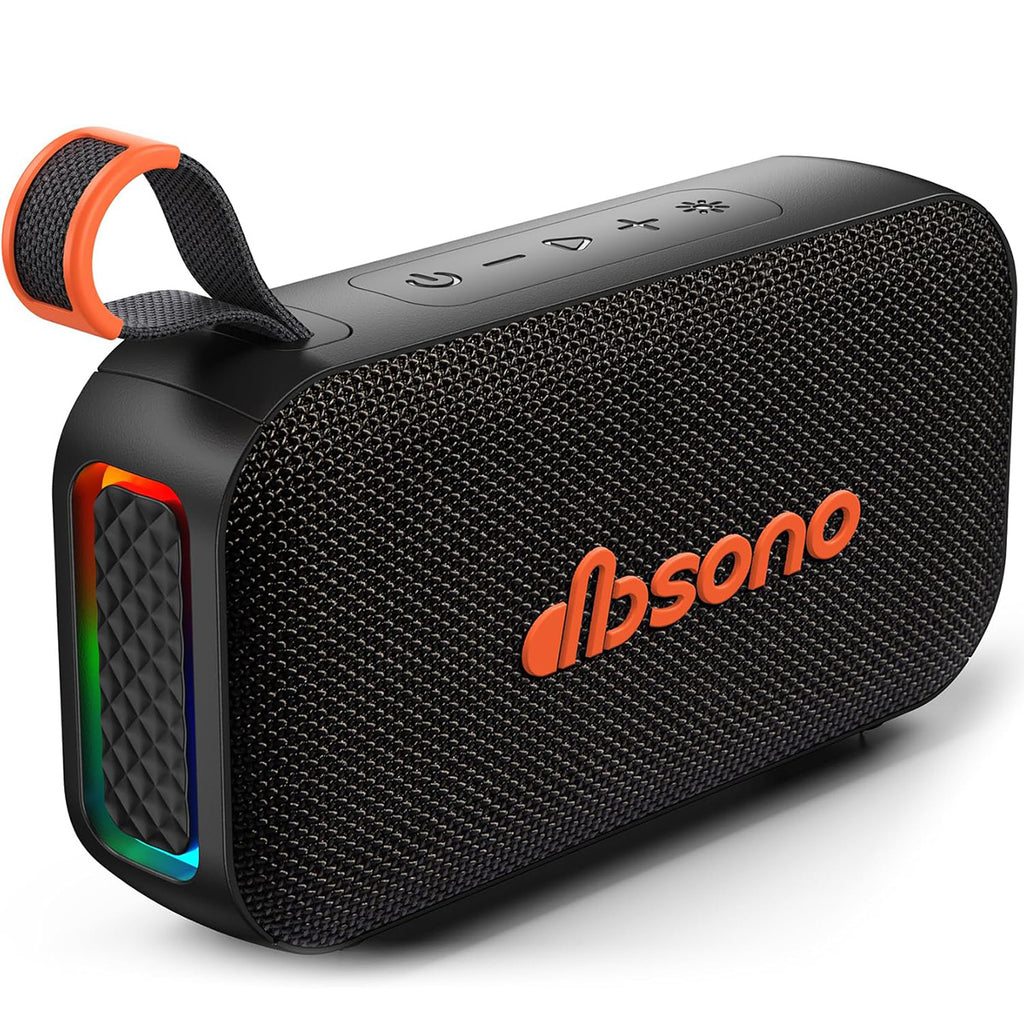DBsono Bluetooth Speaker Stereo 20W Loud Sound: 30H Playtime, IPX5 Water Resistant, Portable Wireless Speakers, Powerful Bass, Lightshow, Birthday Gifts for Men/Adults/Teens, Beach Vacation Essentials, Black