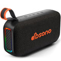 DBsono Bluetooth Speaker Stereo 20W Loud Sound: 30H Playtime, IPX5 Water Resistant, Portable Wireless Speakers, Powerful Bass, Lightshow, Birthday Gifts for Men/Adults/Teens, Beach Vacation Essentials, Black