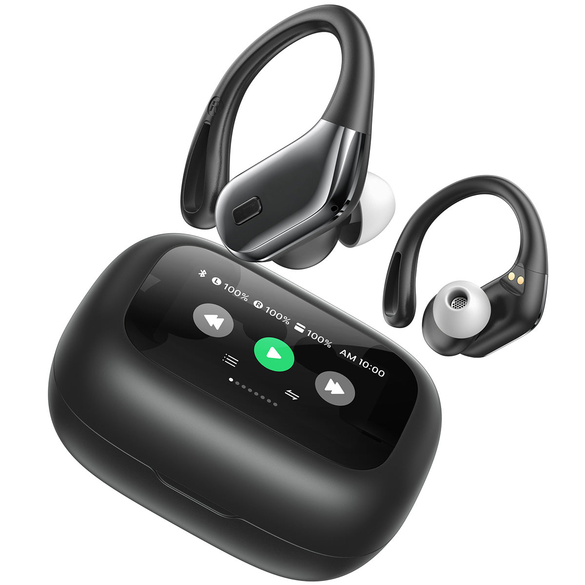 Wireless Earbuds Sports Bluetooth Headphones: Sweatproof & Waterproof, 40H Playtime Stereo Deep Bass Over Ear Buds with Earhooks, Easy Button Controls, Secure Fit Earphones for Gym Running Workout
