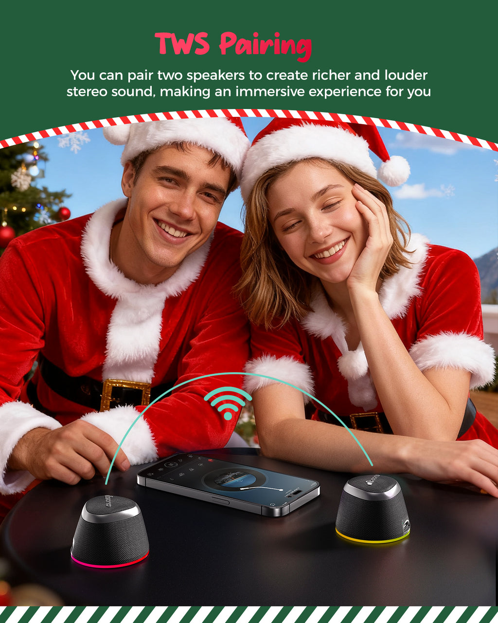 DBsono Stocking Stuffers for Men Women Teens: White Elephant Gifts for Adults HD Sound Bluetooth Speaker with Phone Stand, Cool Gadgets, Christmas Birthday Anniversay Gifts Ideas Girl Trendy Stuff-Black