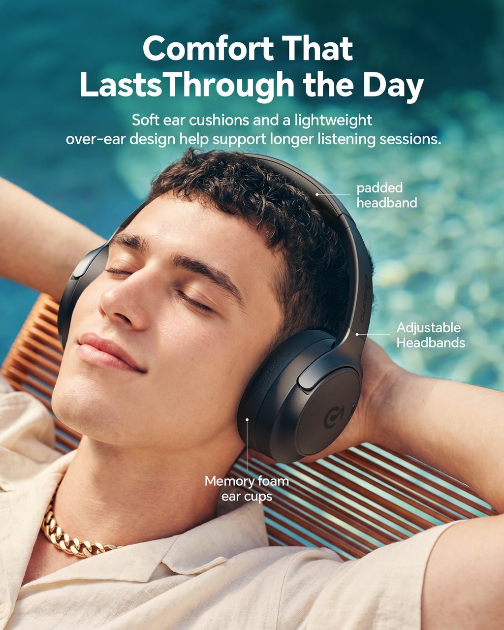 dbsono Hybrid Active Noise Cancelling Headphones:Over-Ear Headphone Black Lightweight Comfort,120H Playtime,Bluetooth,Multipoint Connection,Transparency Mode,Clear Calls,Work Travel Commute & Focus