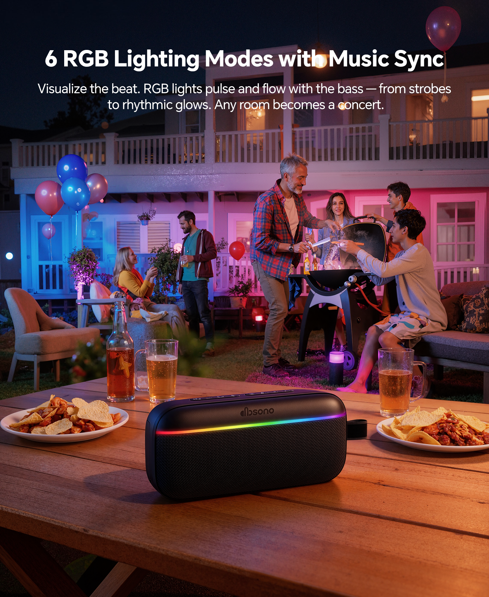 Portable Bluetooth Speaker, 60W Max SoundPulse 2.0 with BassBoost, Bluetooth 6.0 Wireless Speaker with TWS & Auracast, IPX5 Waterproof, Long Battery Life for Outdoor, Beach, Travel,Party & Home
