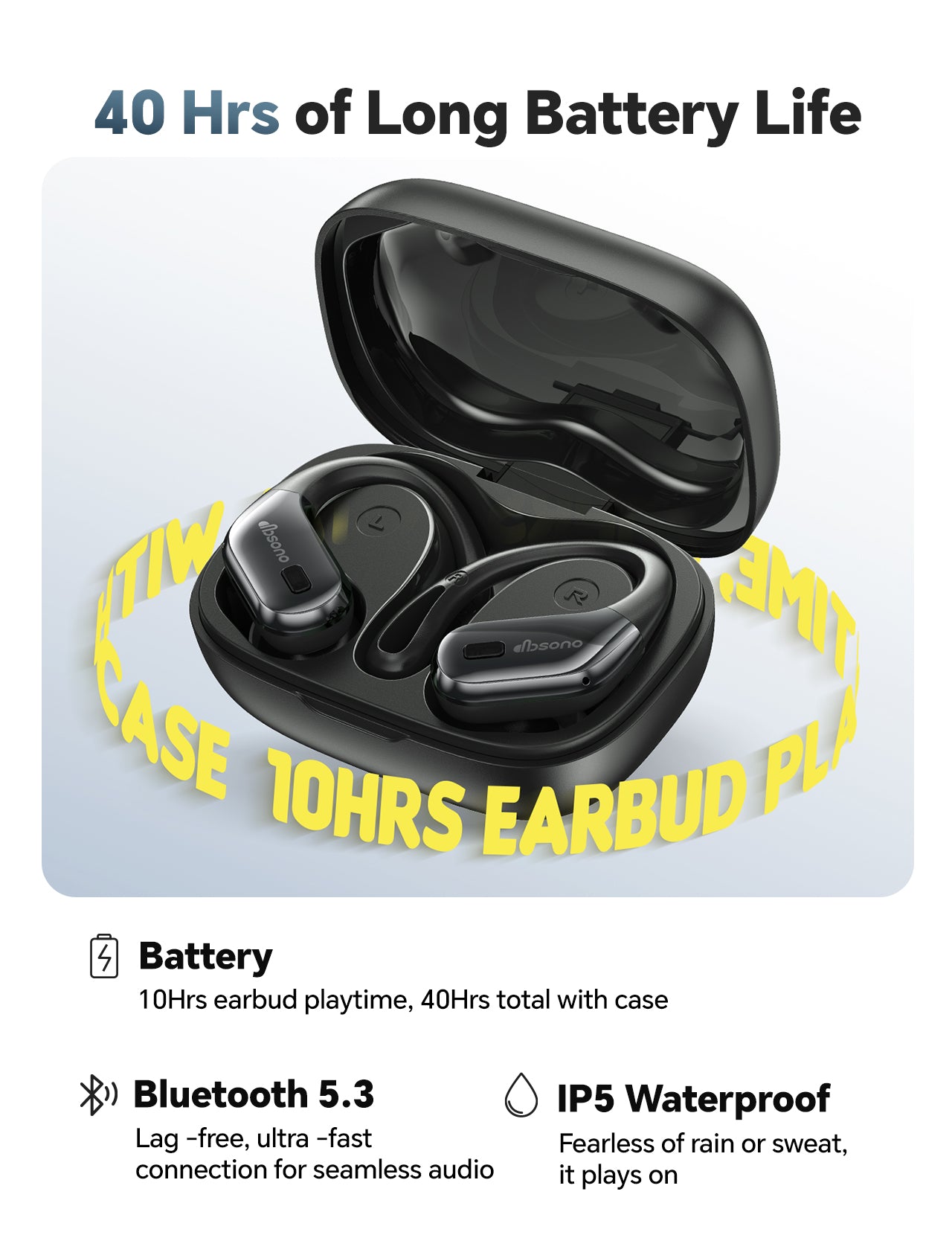 DBsono Bluetooth Headphones Wireless Earbuds for Gifts: Stocking Stuffers White Elephant Gifts for Men Women, Waterproof 40H Playtime Ear Buds with Earhooks, Gifts for Teens Adults Boy Girls Trendy Stuff