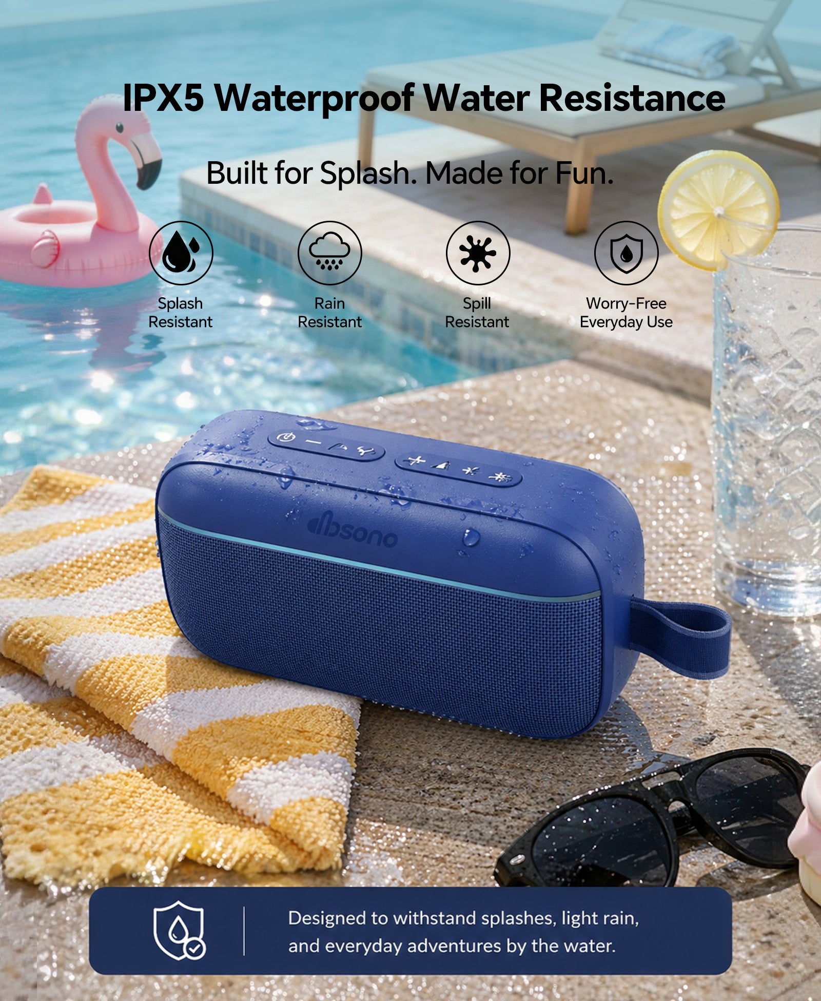 Portable Bluetooth Speaker, 60W Max SoundPulse 2.0 with BassBoost, Bluetooth 6.0 Wireless Speaker with TWS & Auracast, IPX5 Waterproof, Long Battery Life for Outdoor, Beach, Travel,Party & Home