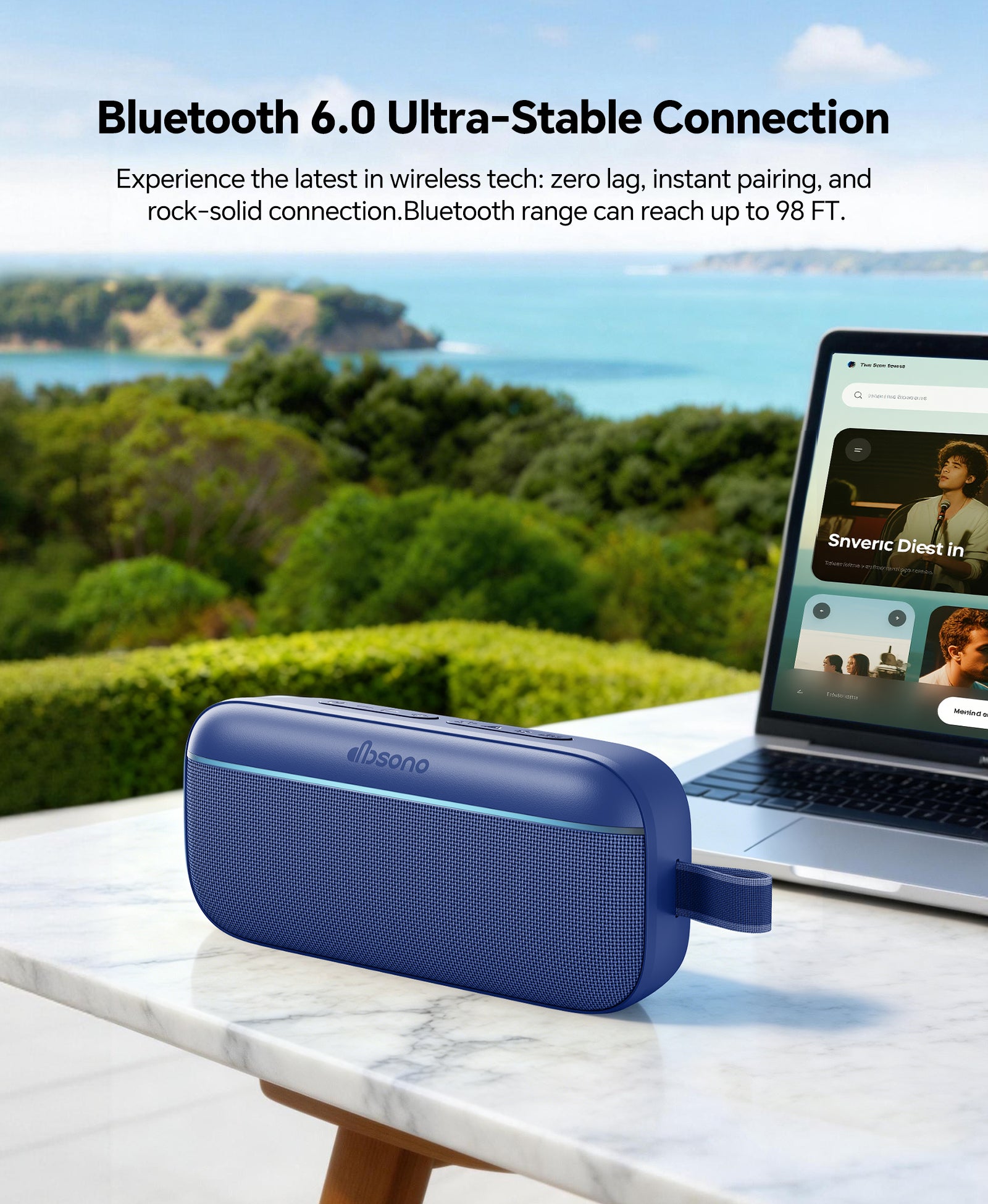 Portable Bluetooth Speaker, 60W Max SoundPulse 2.0 with BassBoost, Bluetooth 6.0 Wireless Speaker with TWS & Auracast, IPX5 Waterproof, Long Battery Life for Outdoor, Beach, Travel,Party & Home