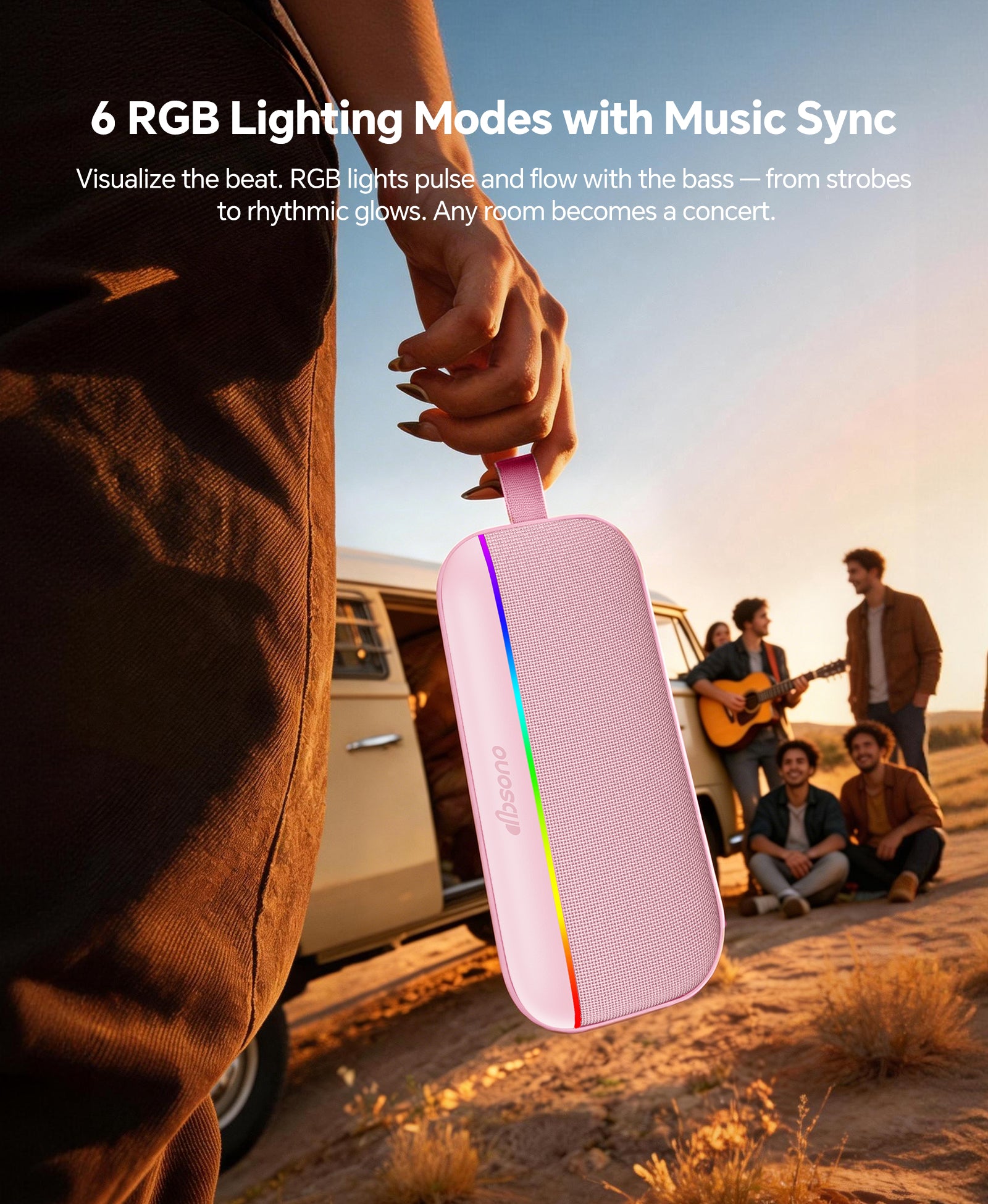 Portable Bluetooth Speaker, 60W Max SoundPulse 2.0 with BassBoost, Bluetooth 6.0 Wireless Speaker with TWS & Auracast, IPX5 Waterproof, Long Battery Life for Outdoor, Beach, Travel,Party & Home