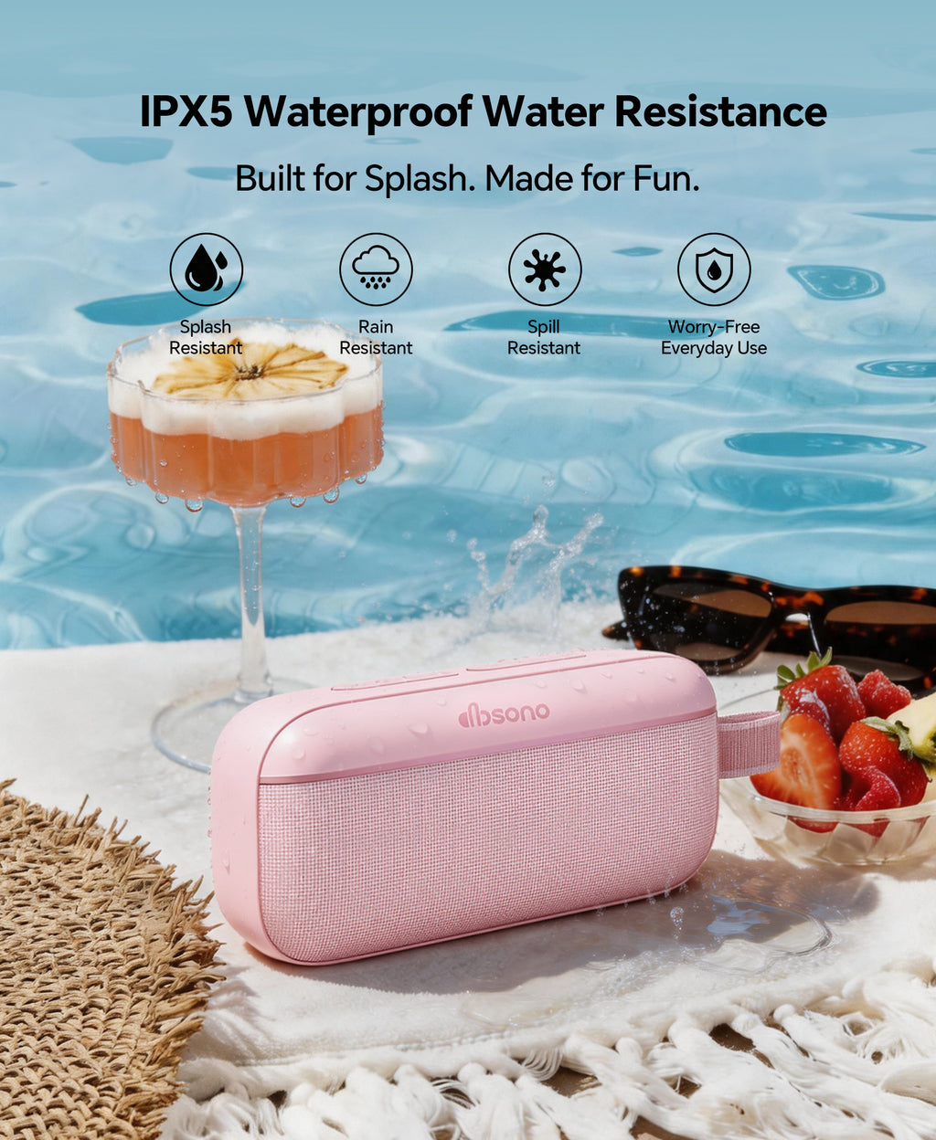 Portable Bluetooth Speaker, 60W Max SoundPulse 2.0 with BassBoost, Bluetooth 6.0 Wireless Speaker with TWS & Auracast, IPX5 Waterproof, Long Battery Life for Outdoor, Beach, Travel,Party & Home