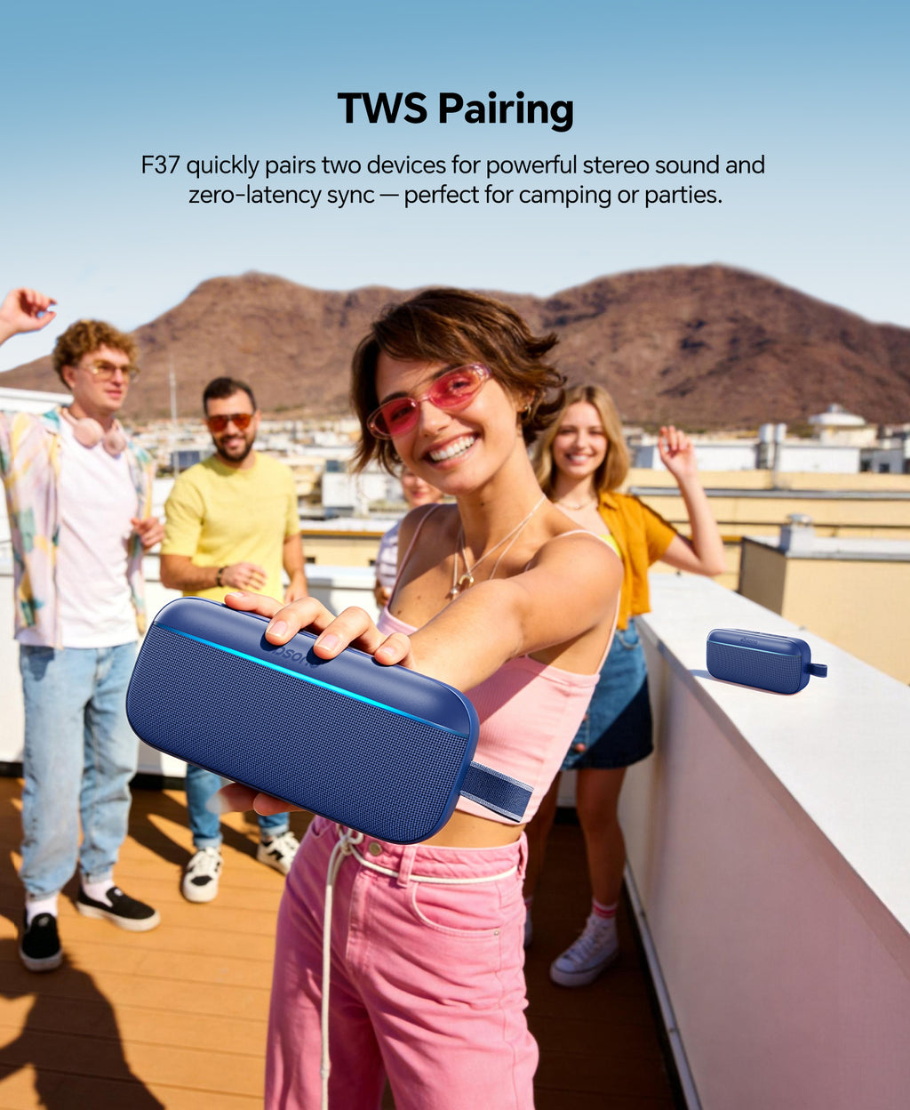 Portable Bluetooth Speaker, 60W Max SoundPulse 2.0 with BassBoost, Bluetooth 6.0 Wireless Speaker with TWS & Auracast, IPX5 Waterproof, Long Battery Life for Outdoor, Beach, Travel,Party & Home