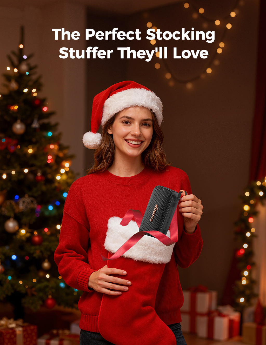 DBsono Portable Bluetooth Speaker Wireless Gifts: Stocking Stuffers for Adults Men Teens, Birthday Christmas White Elephant Gift, 30H Playtime, Powerful Bass, RGB Lightshow, Beach Vacation Essentials, Black