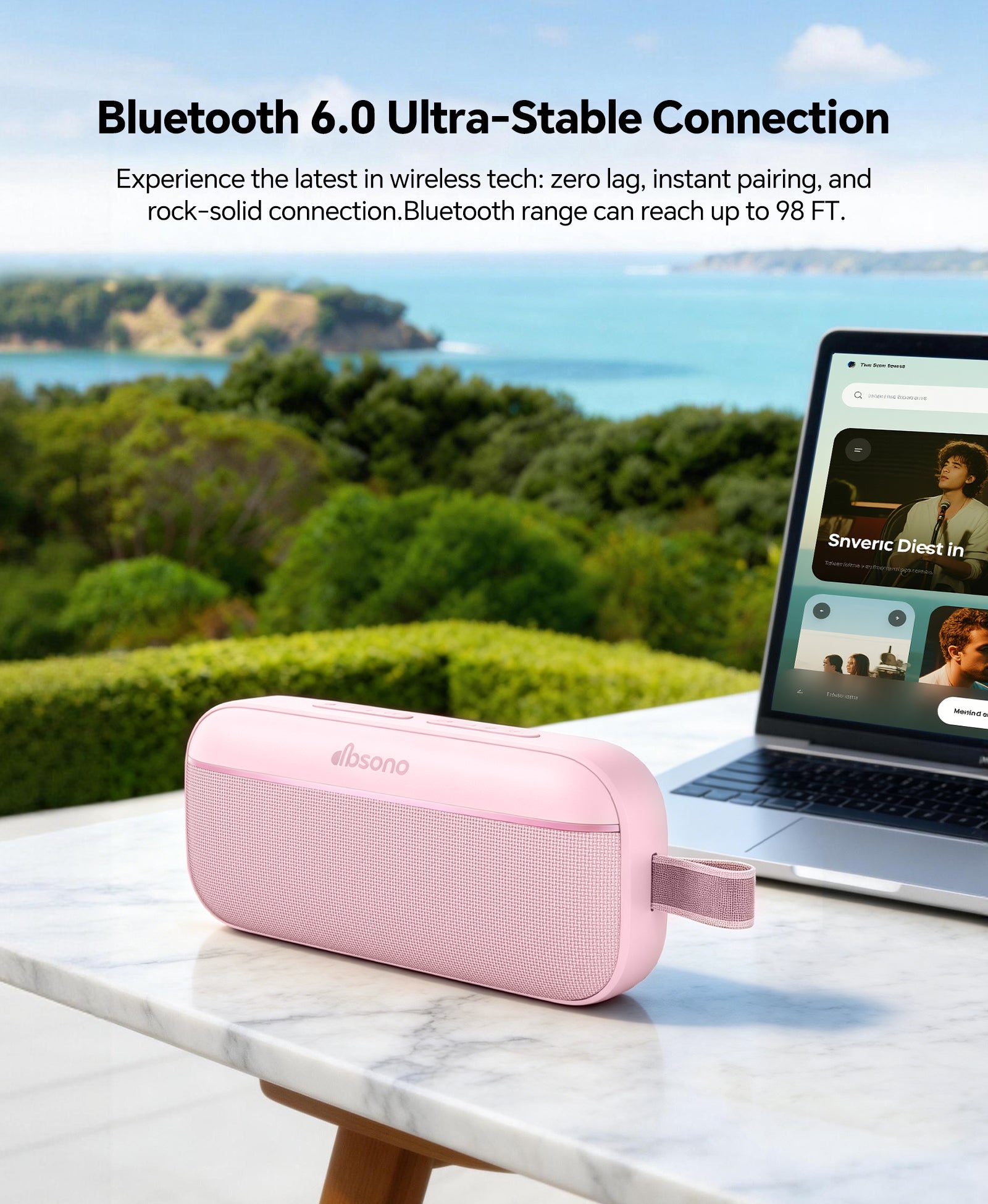 Portable Bluetooth Speaker, 60W Max SoundPulse 2.0 with BassBoost, Bluetooth 6.0 Wireless Speaker with TWS & Auracast, IPX5 Waterproof, Long Battery Life for Outdoor, Beach, Travel,Party & Home