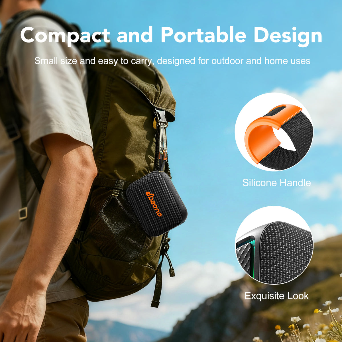 Portable Bluetooth Speaker Waterproof Gift: IPX5 HD Sound Up to 24H Playtime, TWS Pairing, Wireless Speakers with Lights, Travel Beach Essentials Birthday Gifts for Men Women Boys Girls-Black