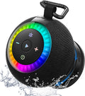 Shower Speaker Bluetooth Waterproof Portable: 360° Surround Sound, IPX7 Suction Cup Removable with Vacuum Exhaust Knob, RGB Lights, Beach/Pool/Camping/Kayak Essentials, Gifts for Mom Teens-Black
