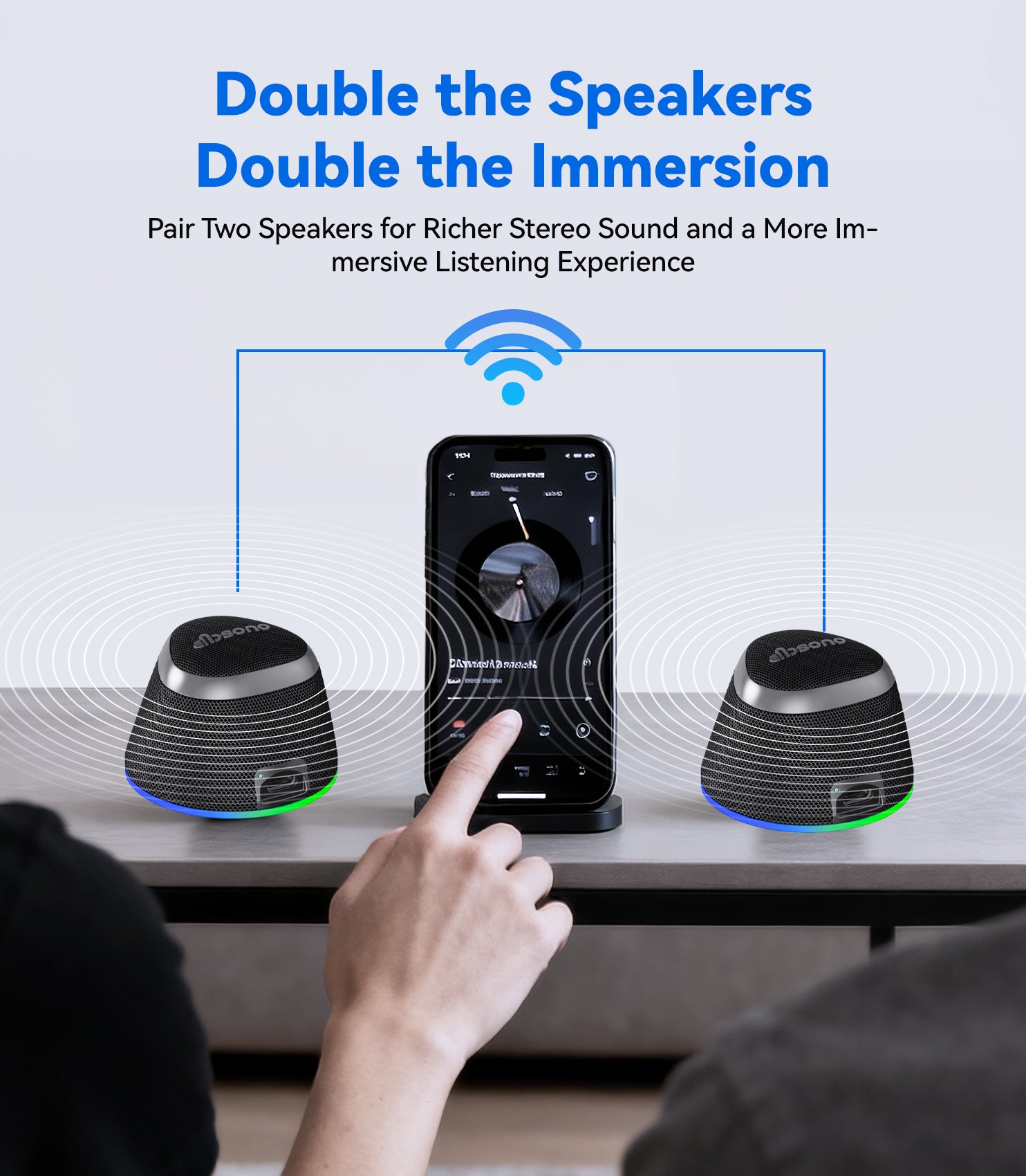 Portable Speaker Phone Stand Gifts:Birthday Graduation Mini Gifts for Him Her, 2 in 1 Magnetic Bluetooth Speakers, Loud Sound IPX5 Waterproof, 9 Light Modes, TWS, Home/Office/Travel Essentials-Black