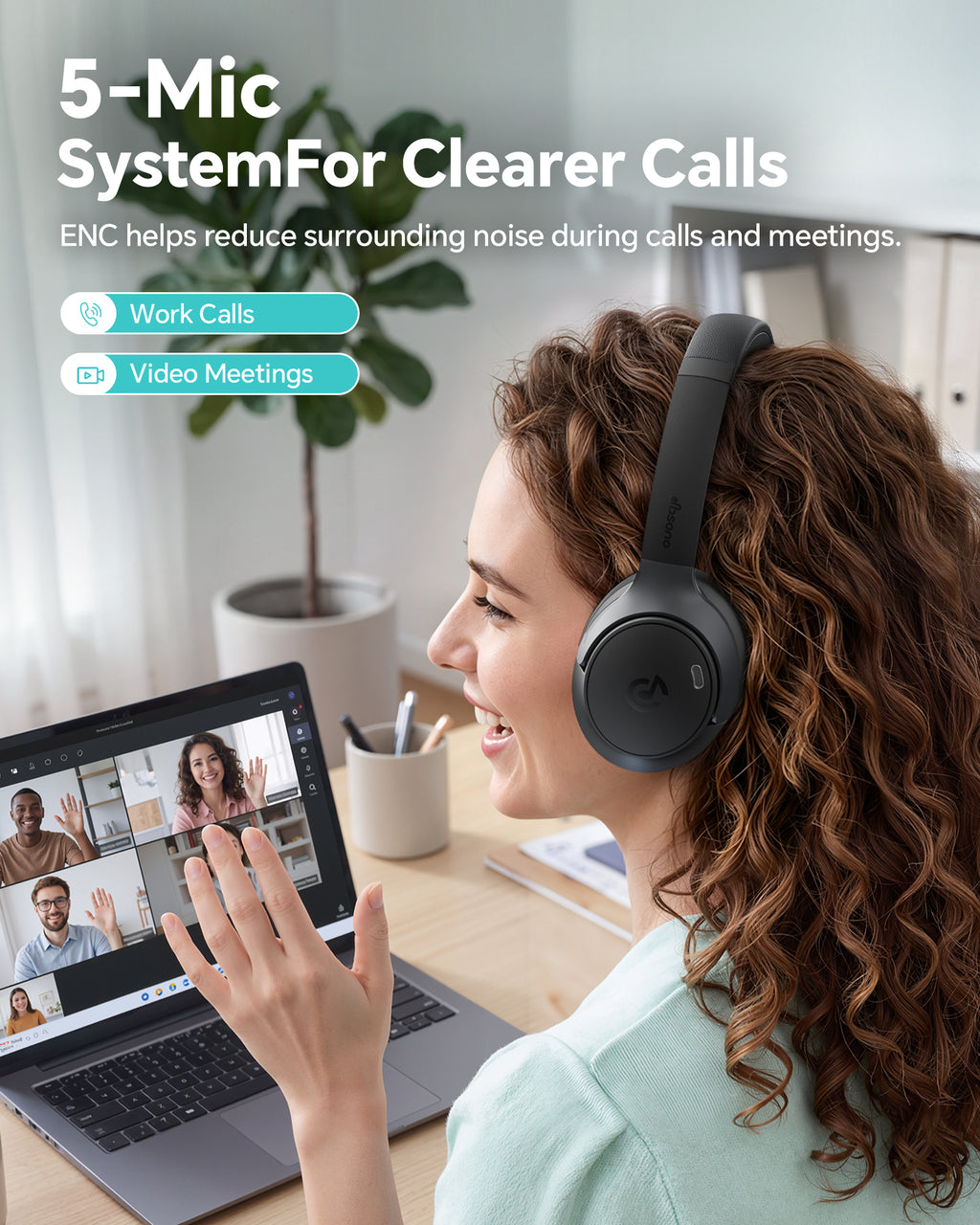 dbsono Hybrid Active Noise Cancelling Headphones:Over-Ear Headphone Black Lightweight Comfort,120H Playtime,Bluetooth,Multipoint Connection,Transparency Mode,Clear Calls,Work Travel Commute & Focus